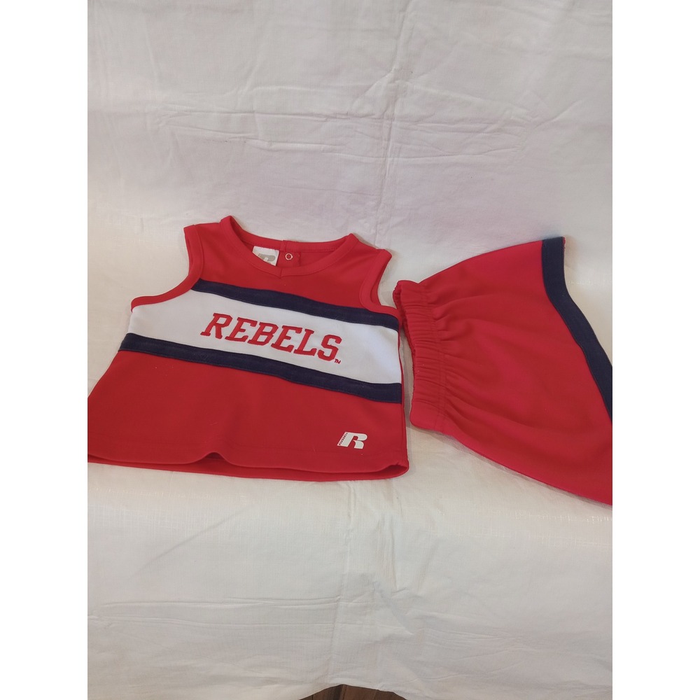 Russell Athletic Baby Girls Rebels Cheerleader Outfit Set Red White Navy 18M